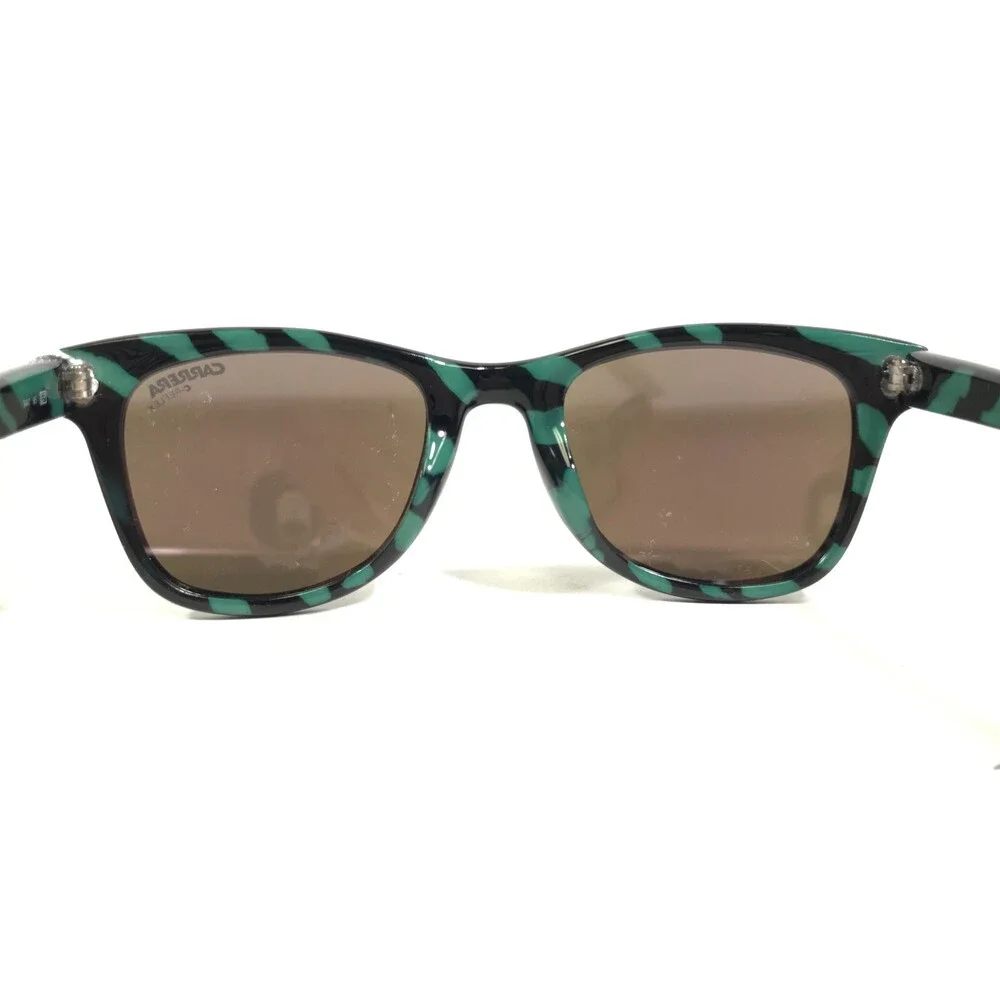 Vintage Carrera Sunglasses 5447 95 Black Green Tiger Striped Frames Blue Mirror